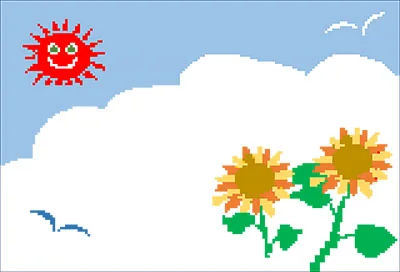 ひまわりと夏の空