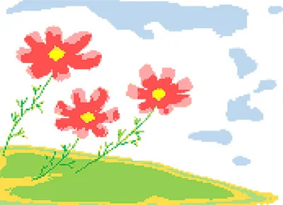 三輪のコスモスの花
